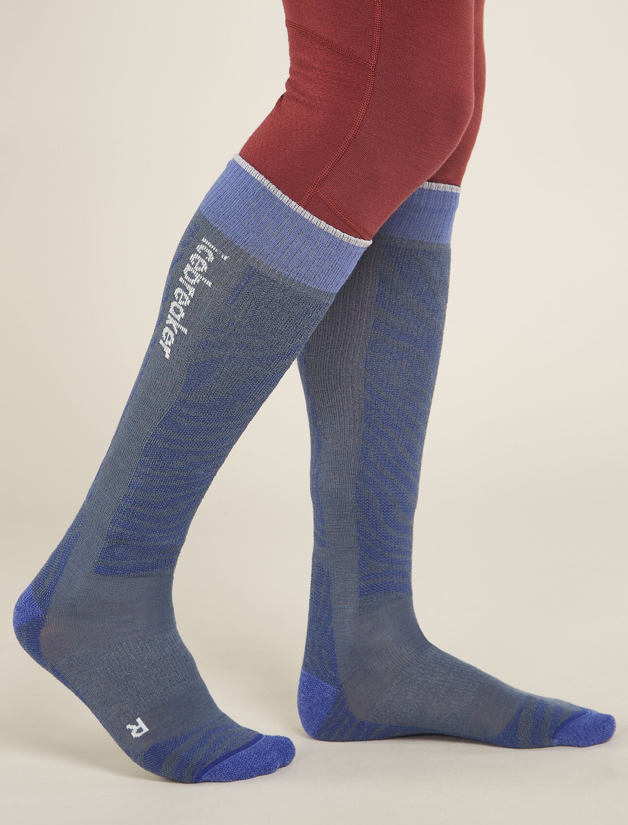 Men's Merino Ski+ Light Over The Calf Socks Mountain Contour