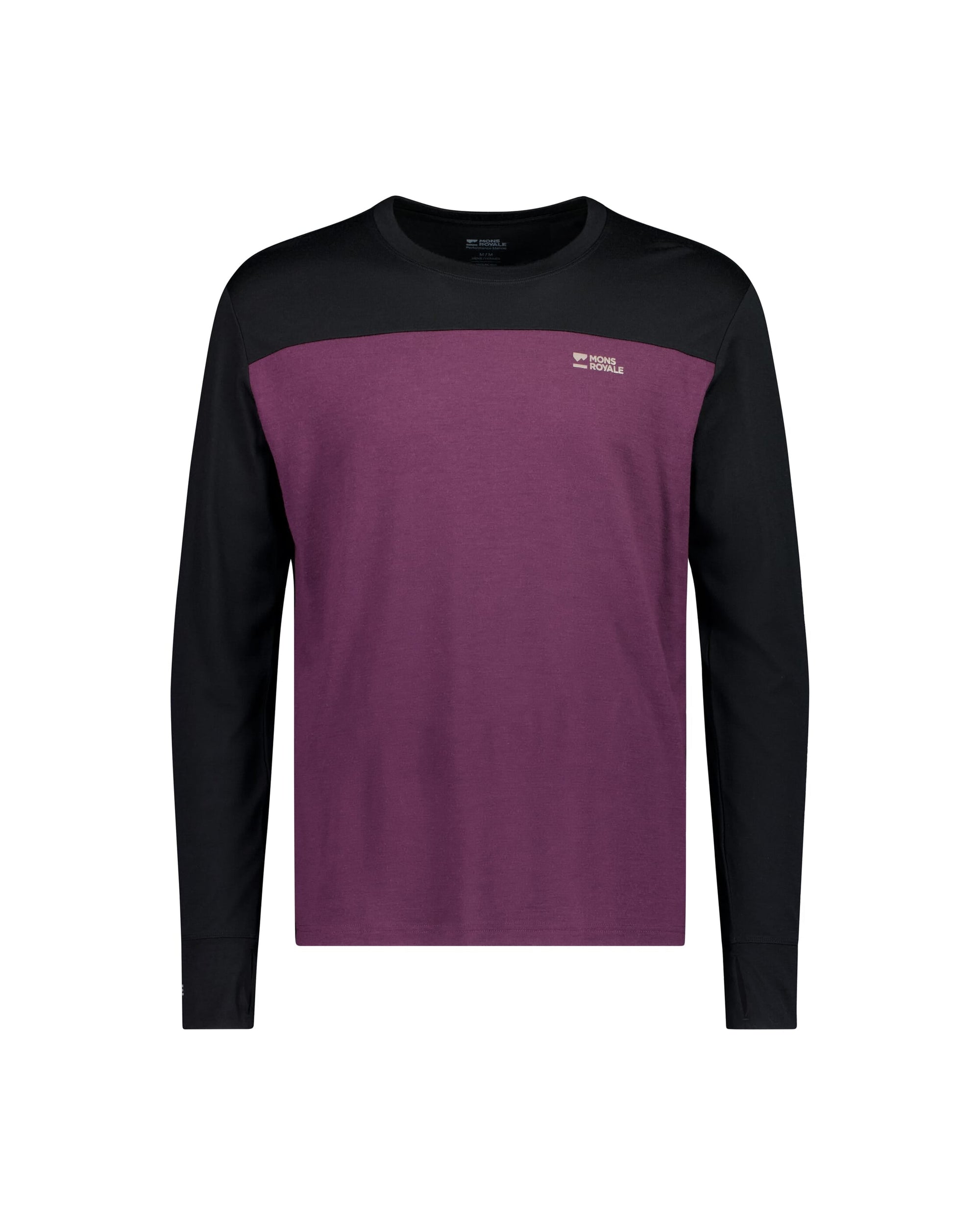 Mons Royale Men's Yotei Merino Long Sleeve - Fig / Black (view 3)