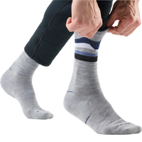 Smartwool Run Cold Weather Targeted Cushion Horizons Crew Socks in Light Gray, pair