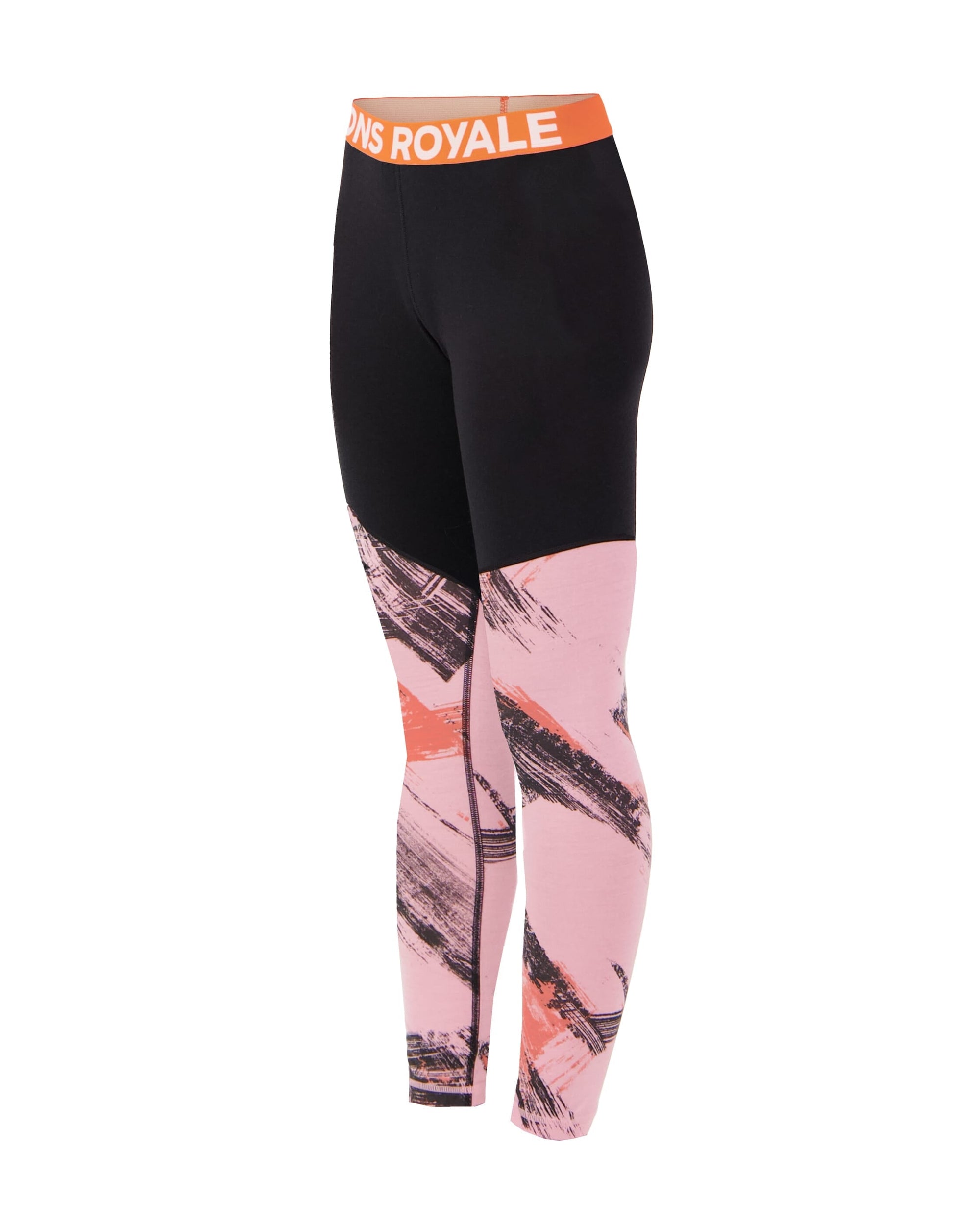 Mons Royale Women's Cascade Merino Base Layer Leggings - Paintbrush Pink / Black (view 2)