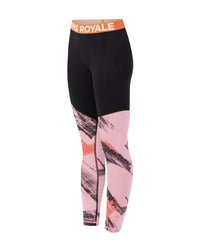 Mons Royale Women's Cascade Merino Base Layer Leggings - Paintbrush Pink / Black (view 2)