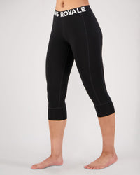 Mons Royale Women's Cascade Merino Base Layer 3/4 Legging - Black