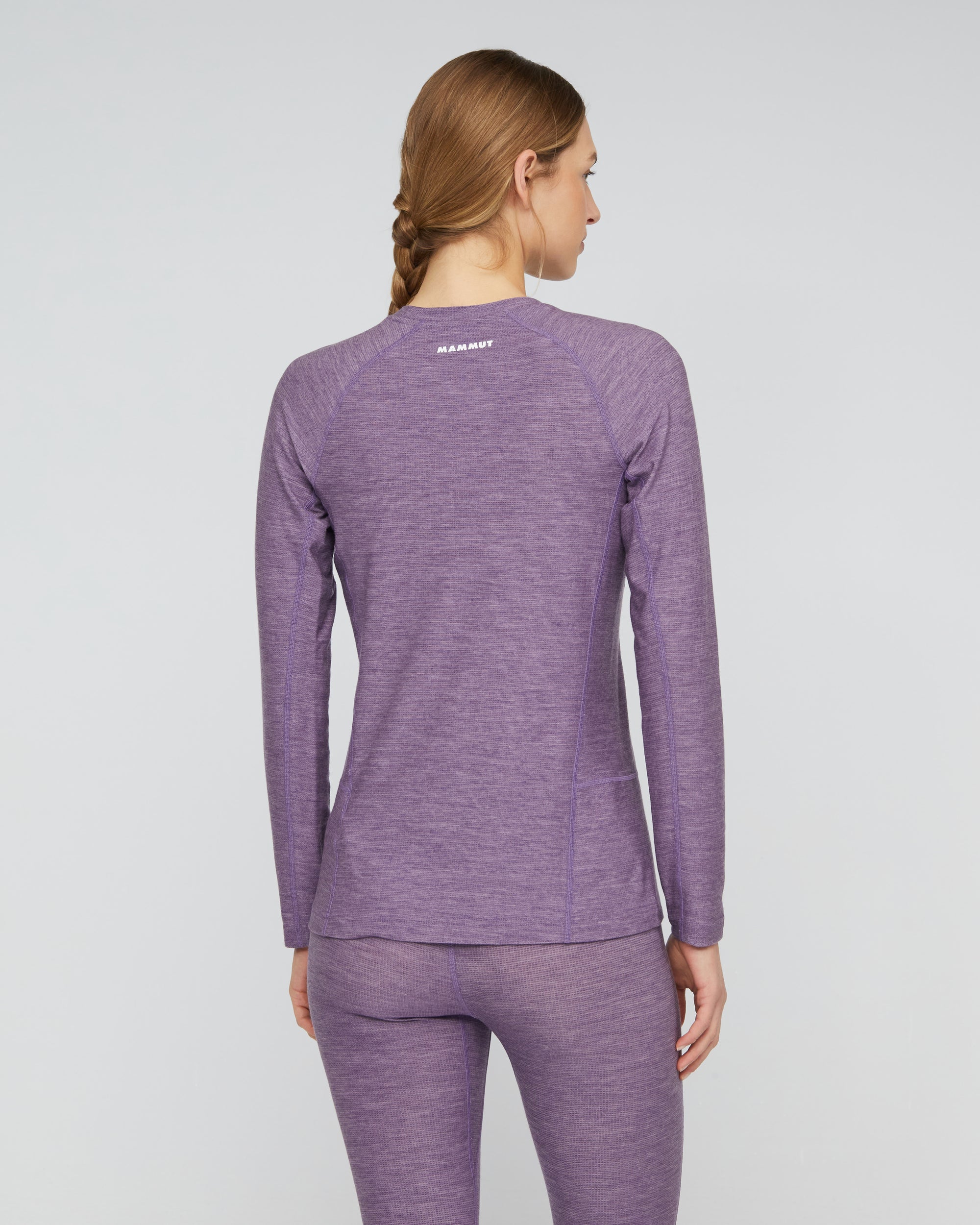 Mammut Women's Tree Wool Thermal Longsleeve back, worn