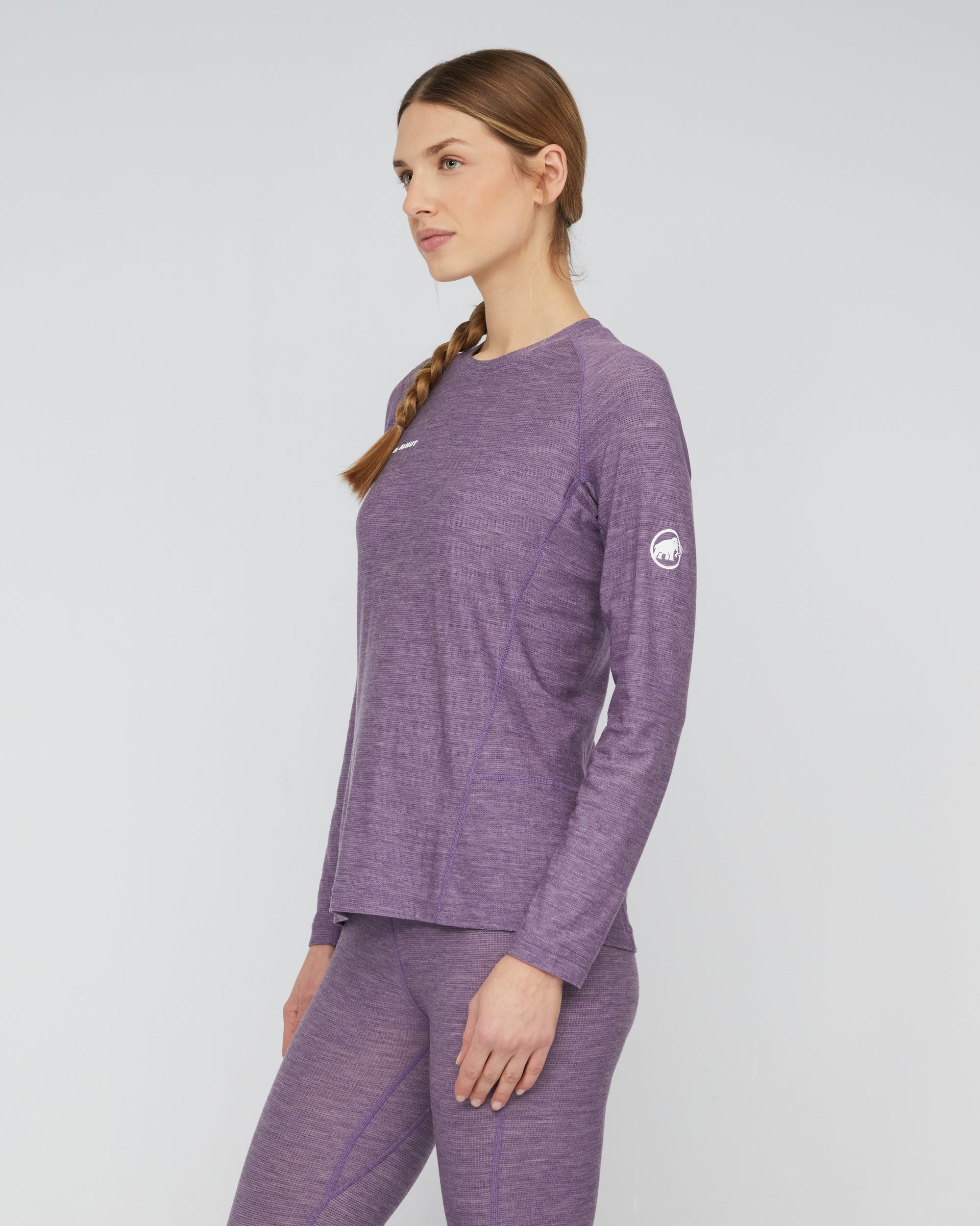 Mammut Women's Tree Wool Thermal Longsleeve side, worn