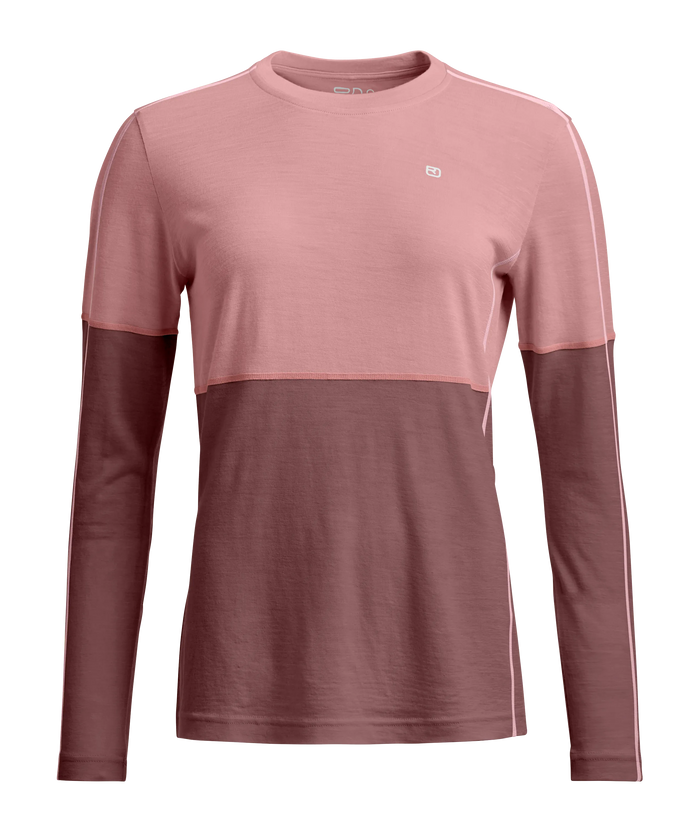 Ortovox Women's 185 Rock'n'Wool Long Sleeve in Dusk Rose, front