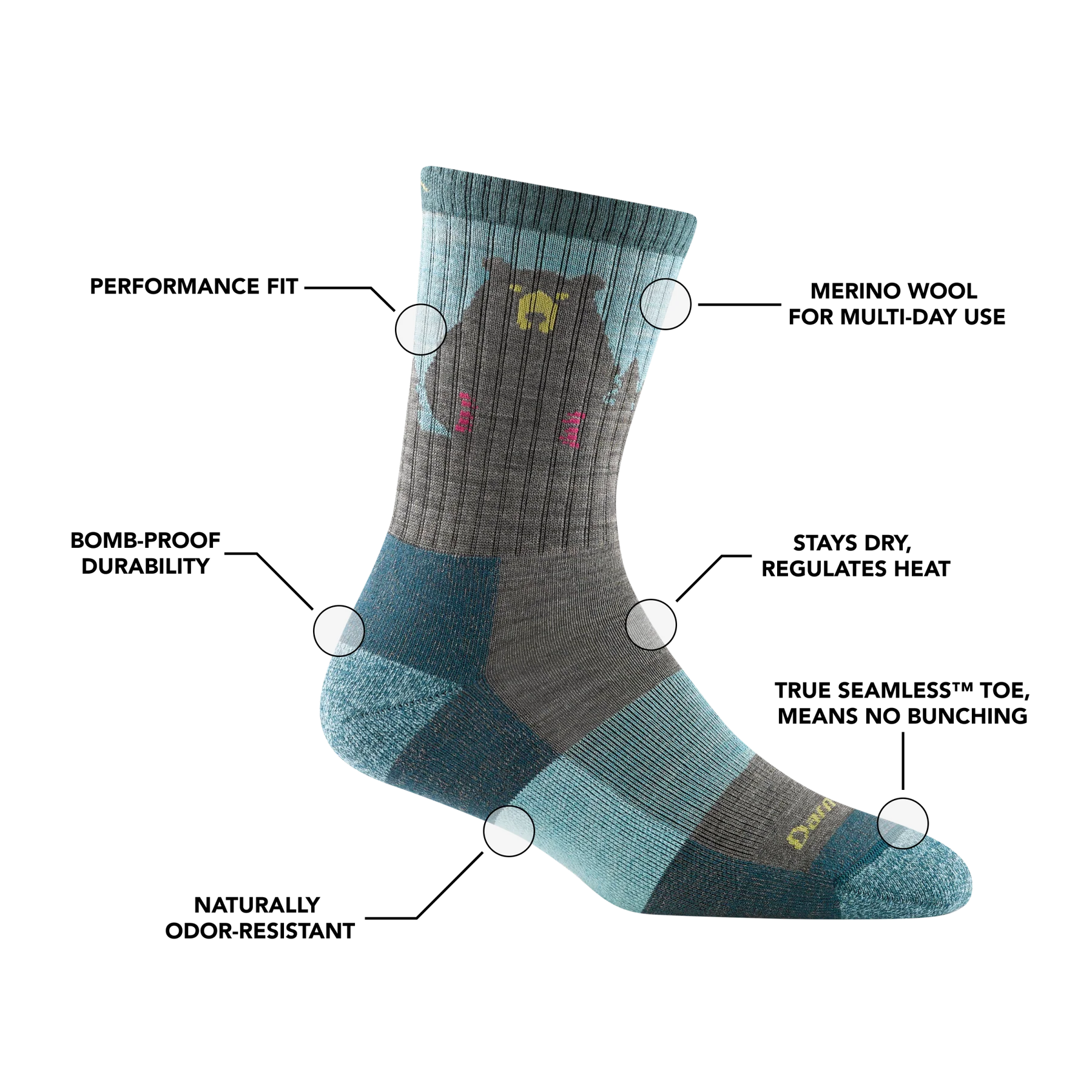 Women's Bear Town Micro Crew Lightweight Hiking Sock | 1970