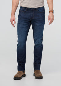 DUER Men's Performance Denim Relaxed Taper - Marina Blue full length