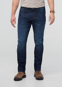 DUER Men's Performance Denim Relaxed Taper - Marina Blue full length