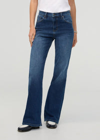 DUER Women's Performance Denim+ High Rise Wide Leg - Night Harbour full length