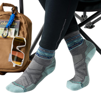 Smartwool Women's Hike Light Cushion Zig Zag Valley Mid Crew Socks - Medium Gray worn on foot