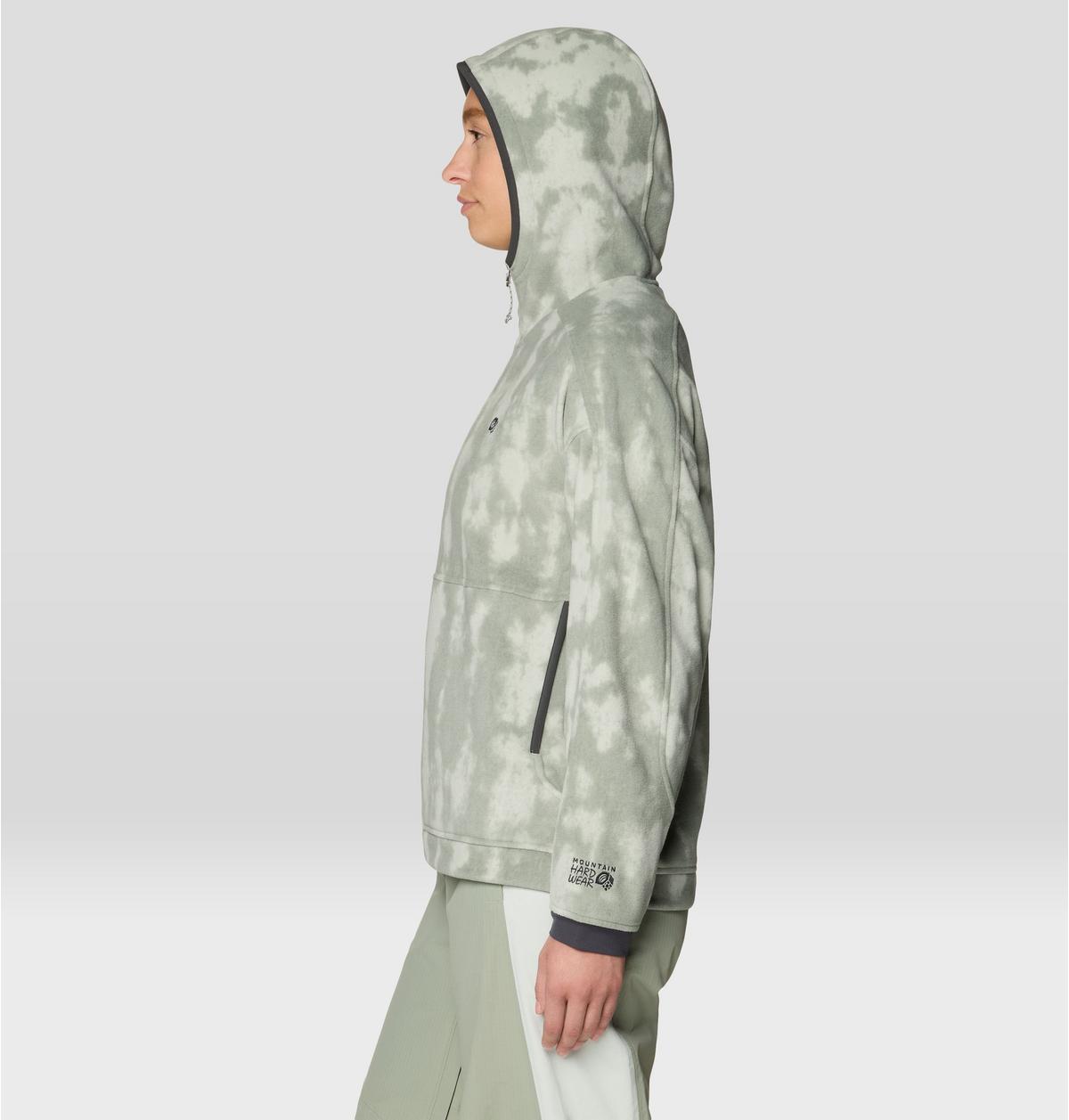 Women's Après Pro Fleece Hoody in Silt Grey Shadowdye Print, image 3