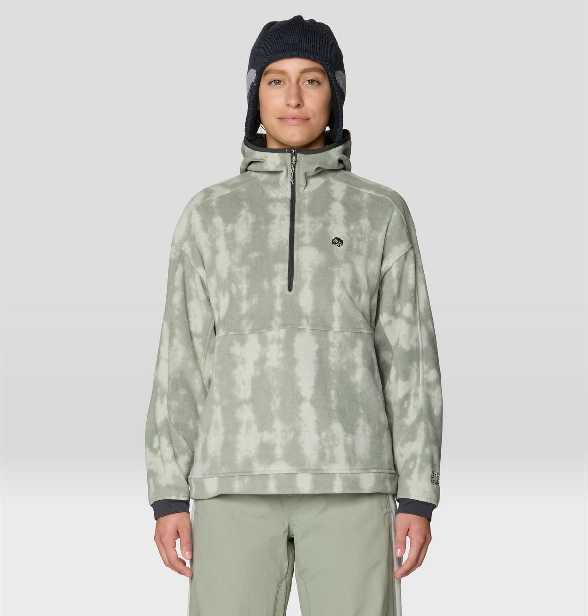 Women's Après Pro Fleece Hoody in Silt Grey Shadowdye Print, image 1