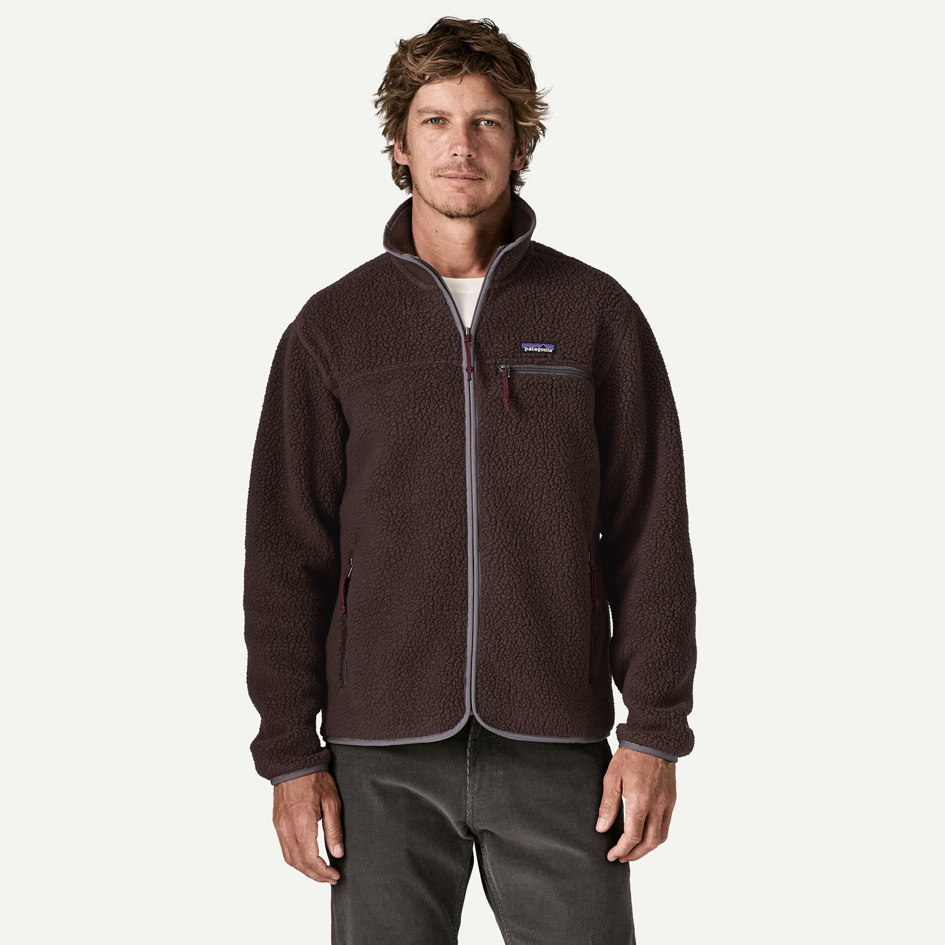 Men's Retro Pile Fleece Jacket - Den Brown