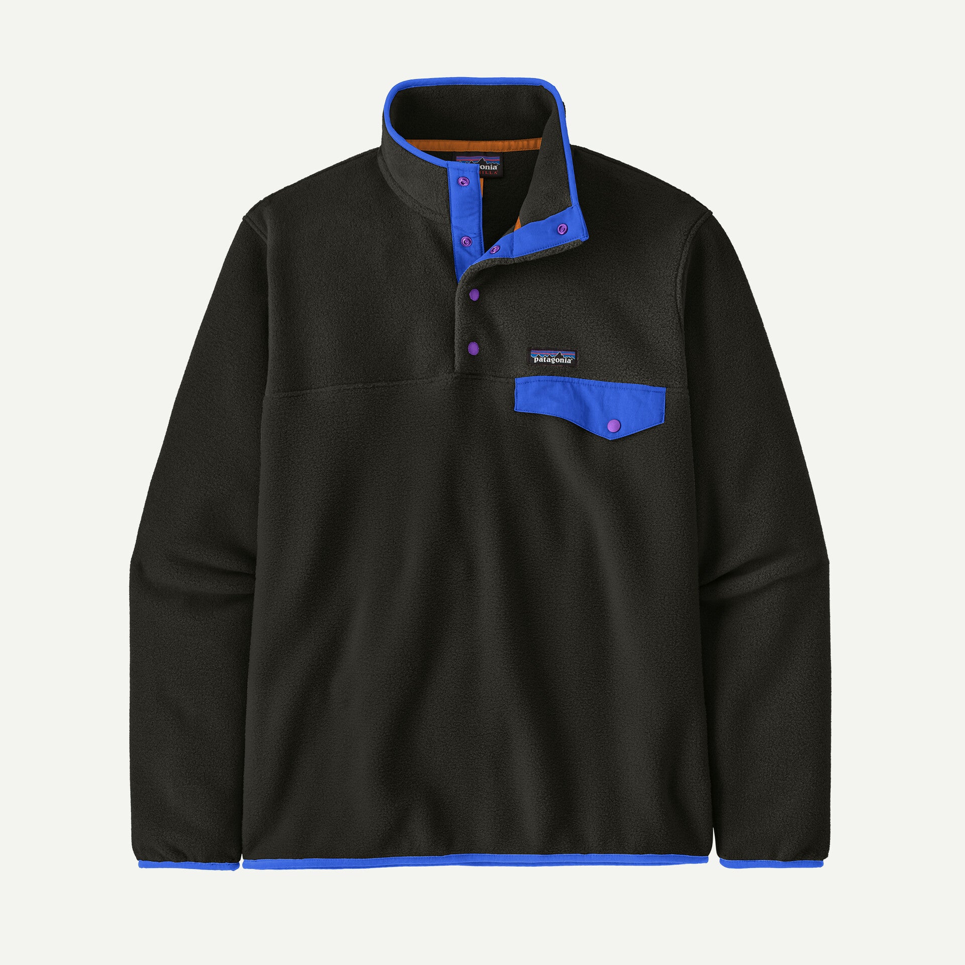 Men's Lightweight Synchilla® Snap-T® Fleece Pullover - Black w/P6 Blue