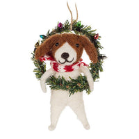 Abbott Dog in Wreath Ornament