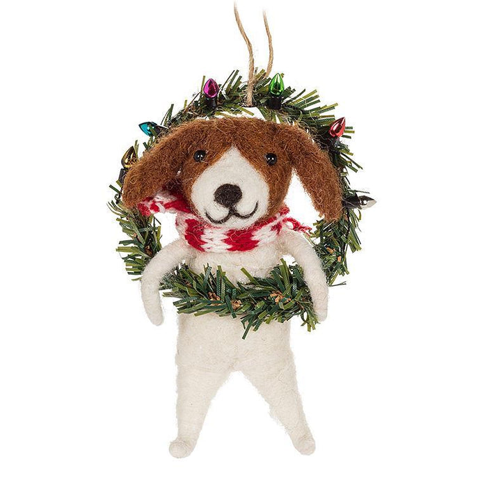 Abbott Dog in Wreath Ornament