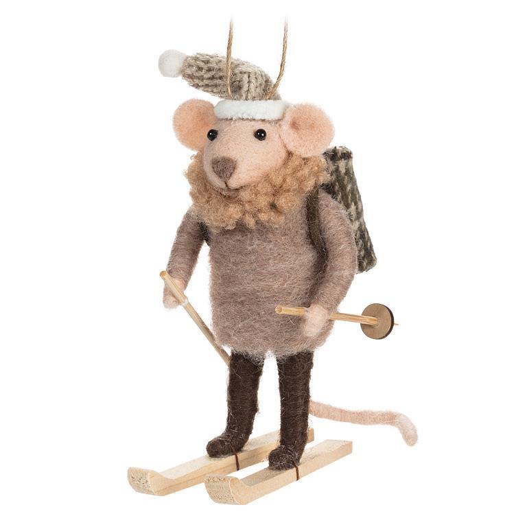 Cross Country Skier Mouse Ornament
