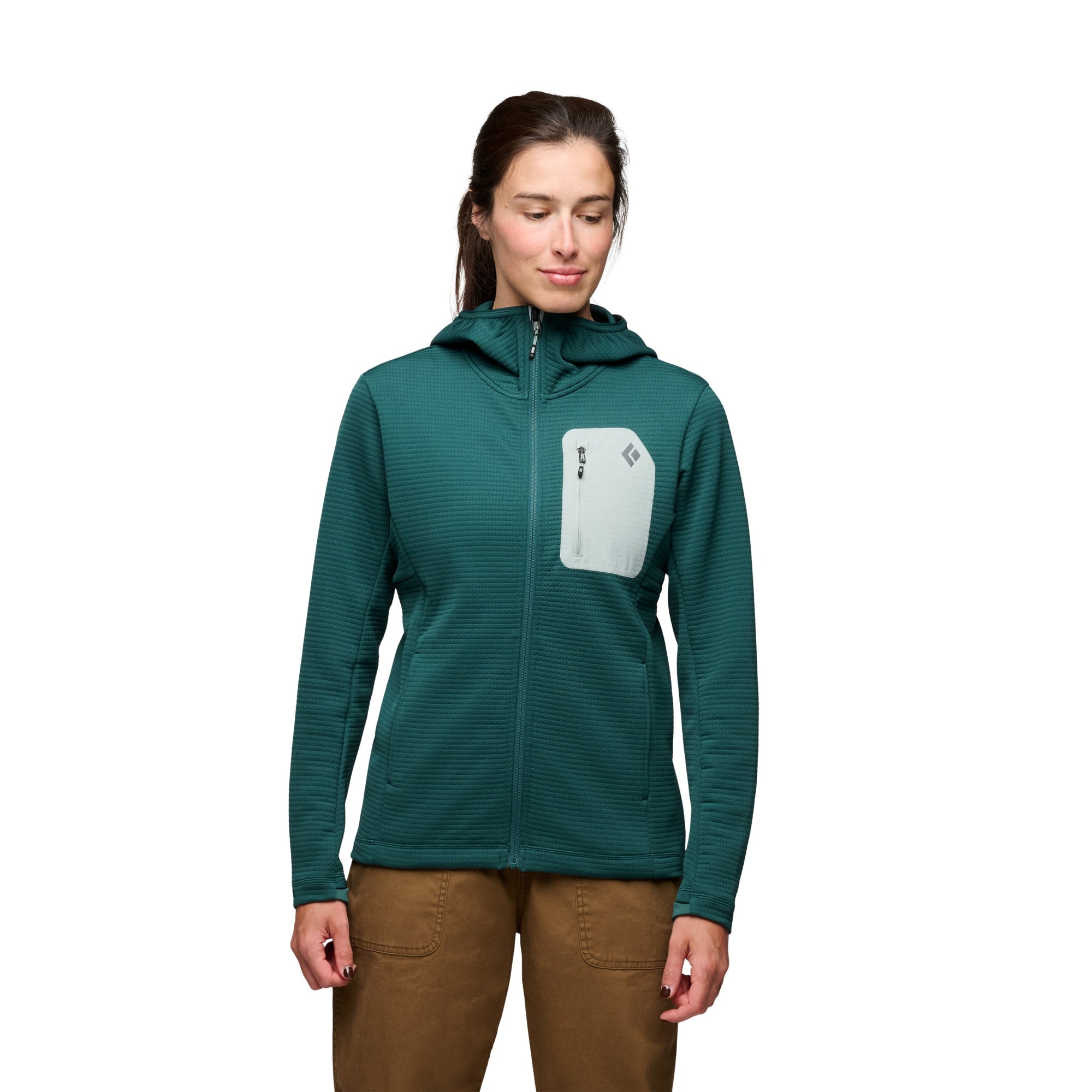 Black Diamond Women's Diverge Full Zip Hoody in Deep Woods, back
