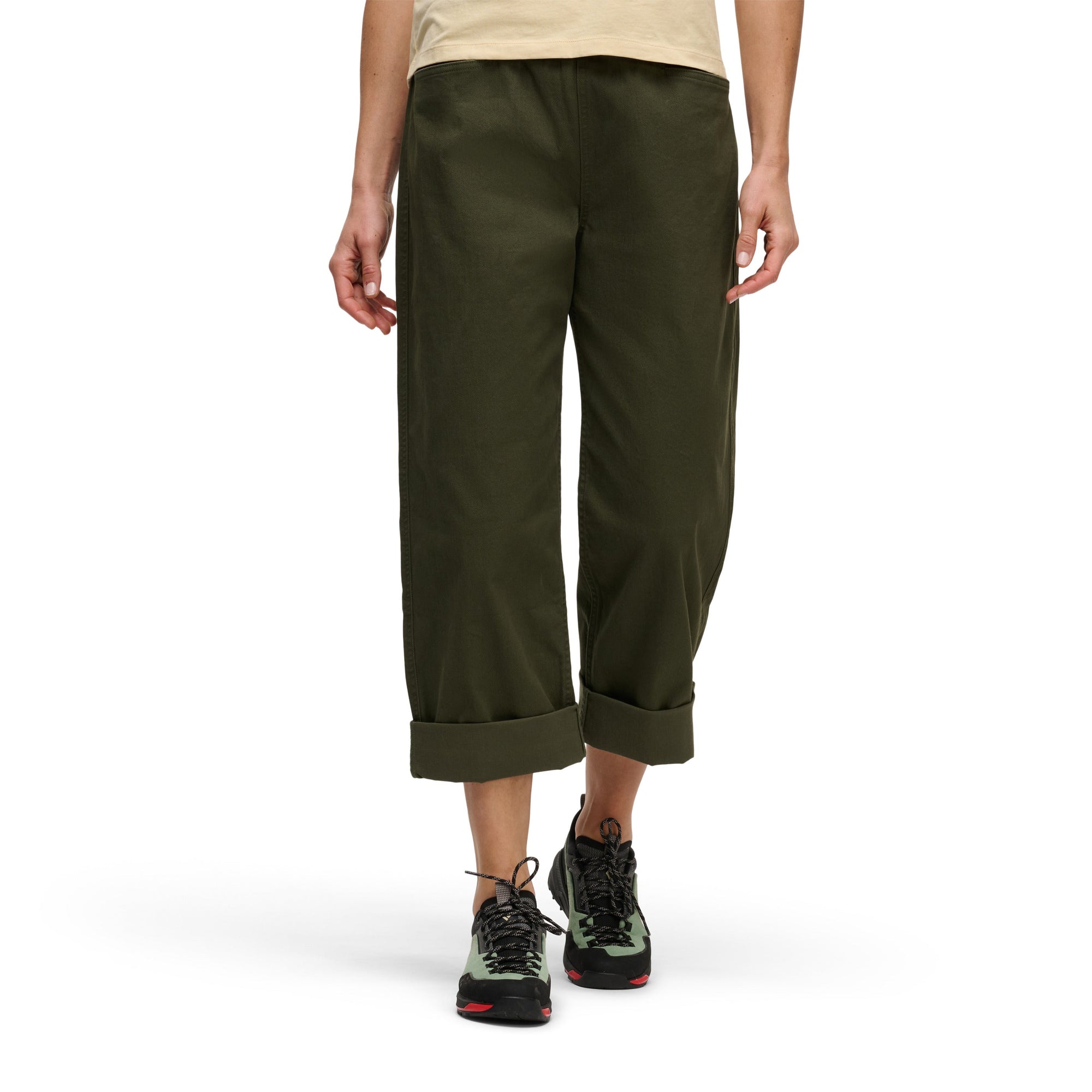 Black Diamond Women's Dirtbag Pants in Dark Moss, detail