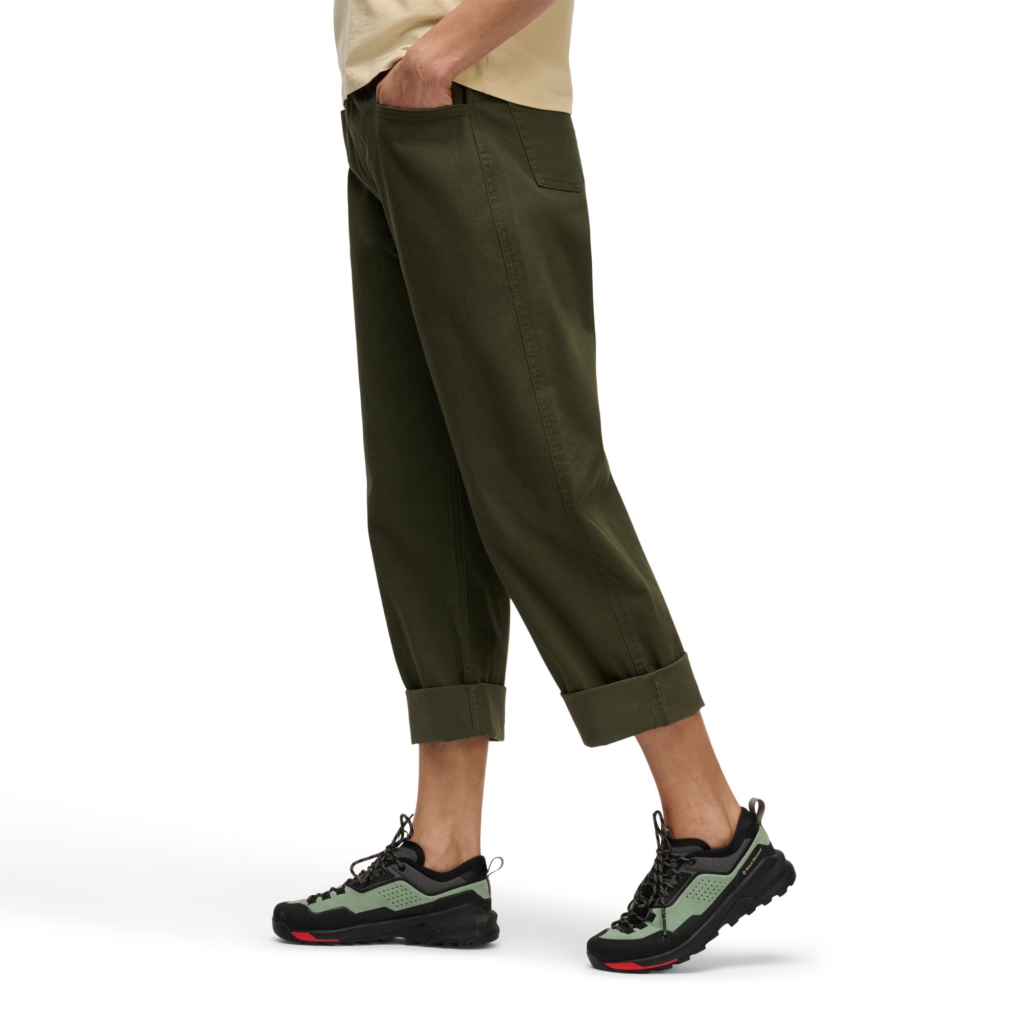 Black Diamond Women's Dirtbag Pants in Dark Moss, detail 2