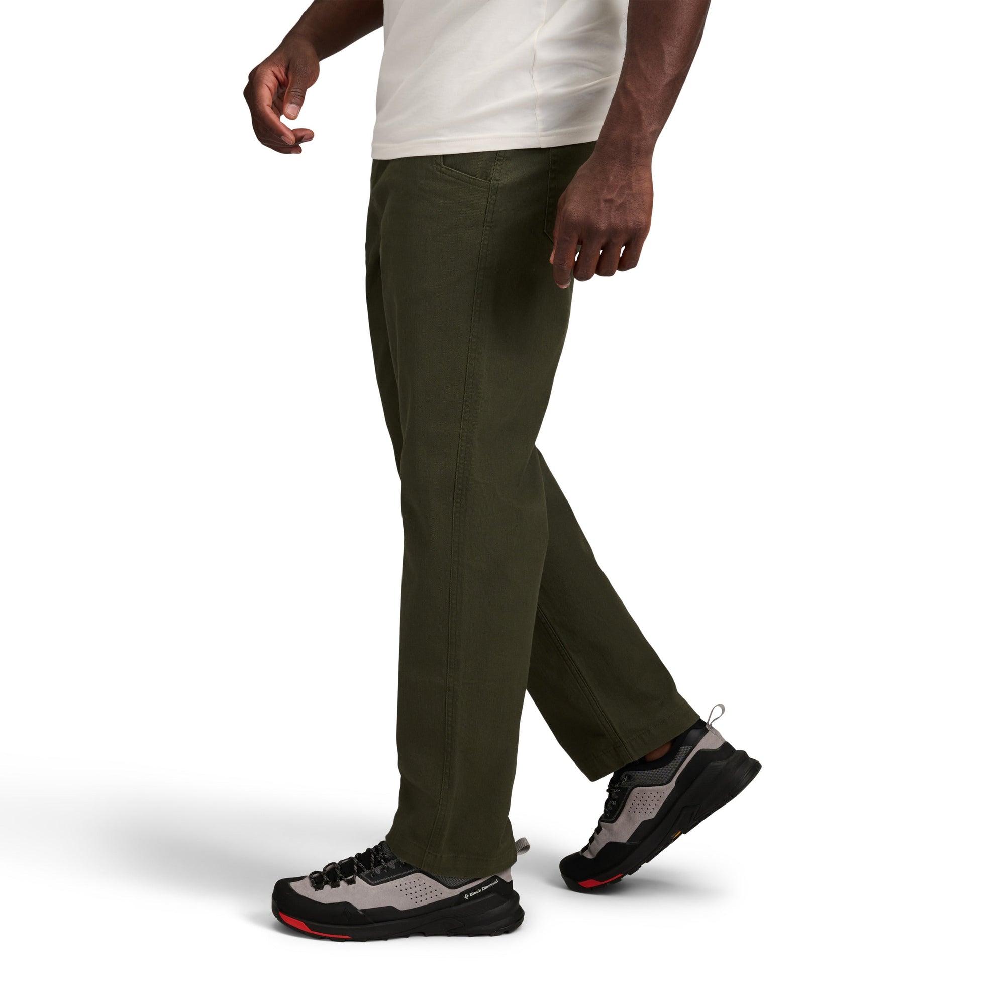 Black Diamond Men's Dirtbag Pants in Dark Moss, side