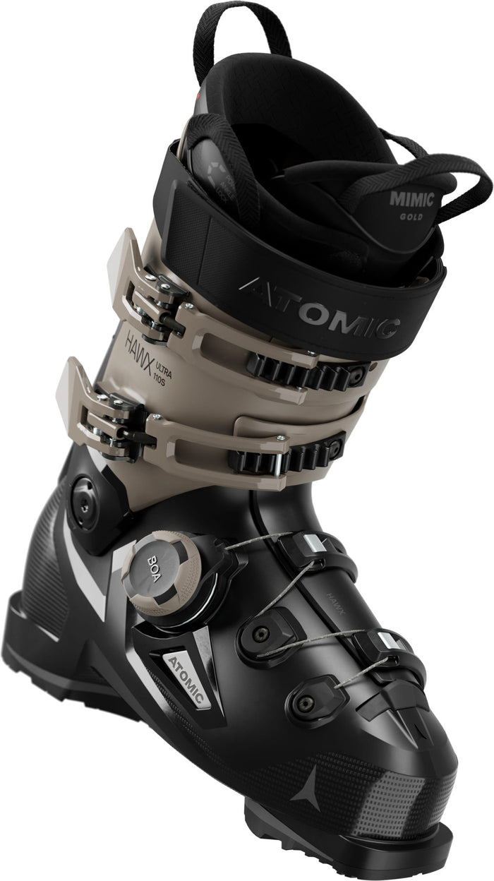 Atomic Hawx Ultra 110 S BOA ski boot - Black/Cement, angled view