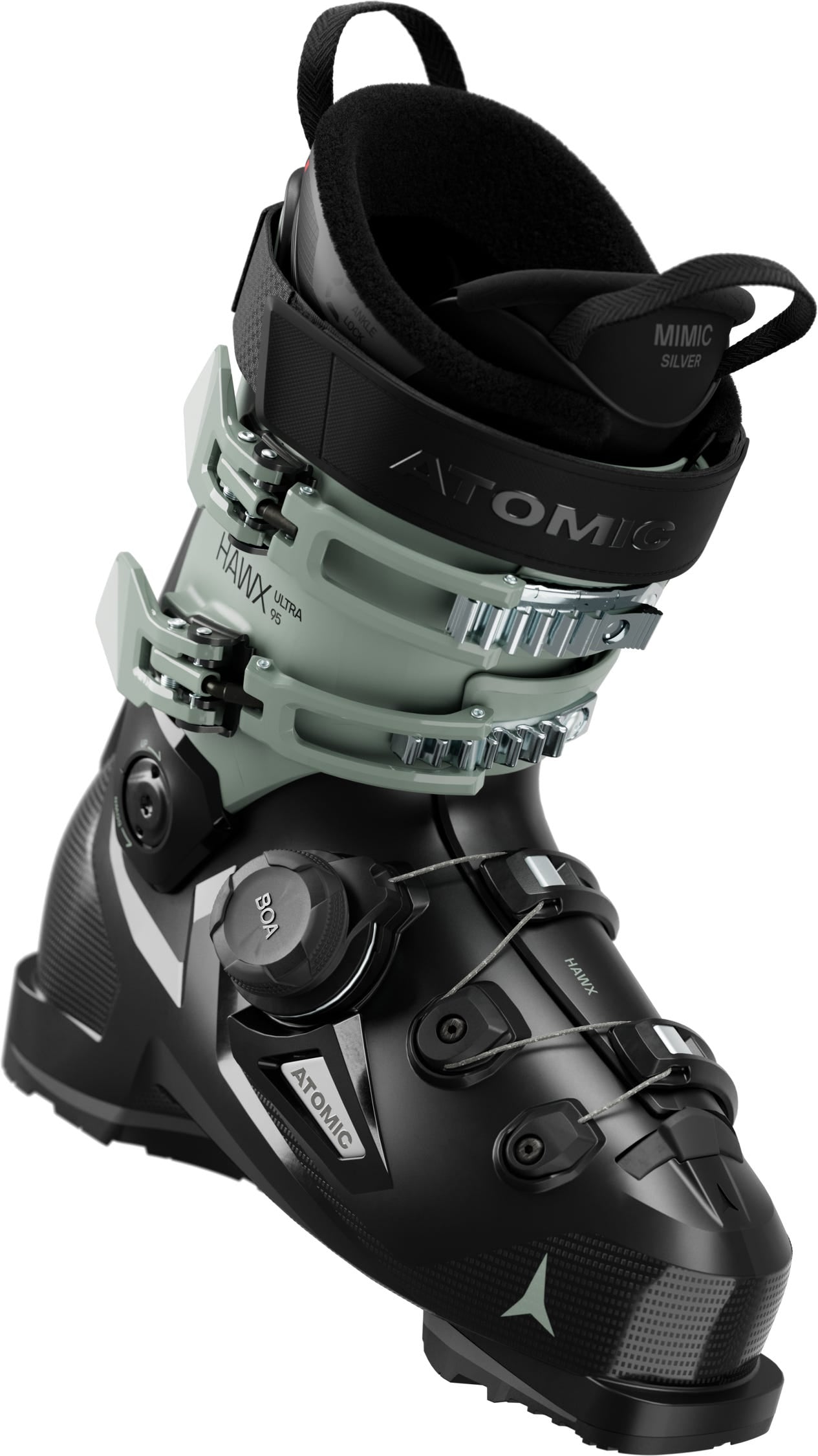 Atomic Hawx Ultra 95 BOA W women's ski boot - Black/Sage, angled view