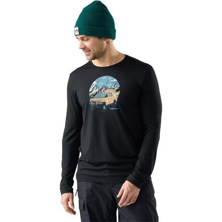 Smartwool Men's First Chair Pursuit Active Long Sleeve Graphic Tee in Black