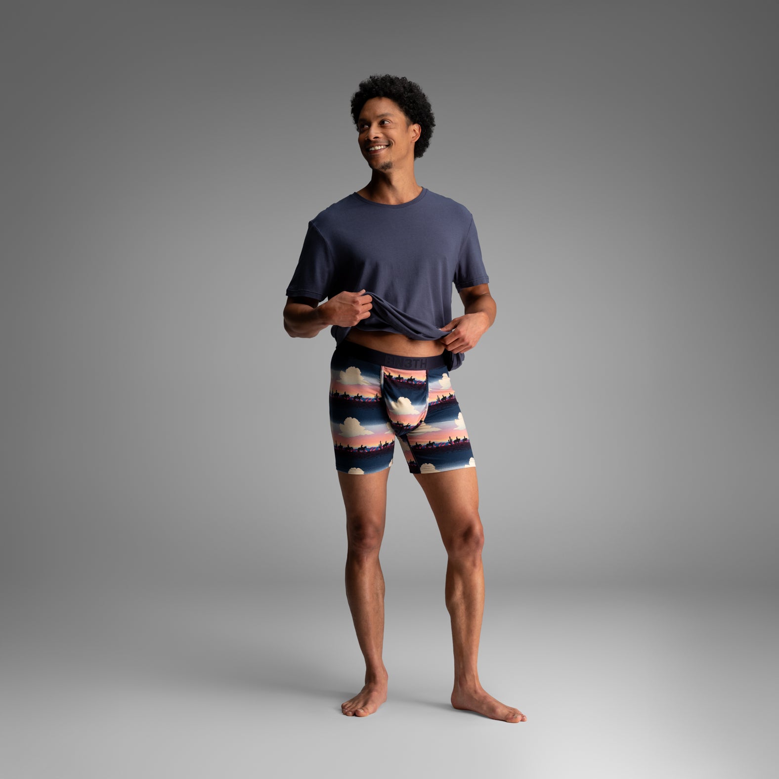 Essentials Boxer Brief in Cloudy Range Pink, front detail