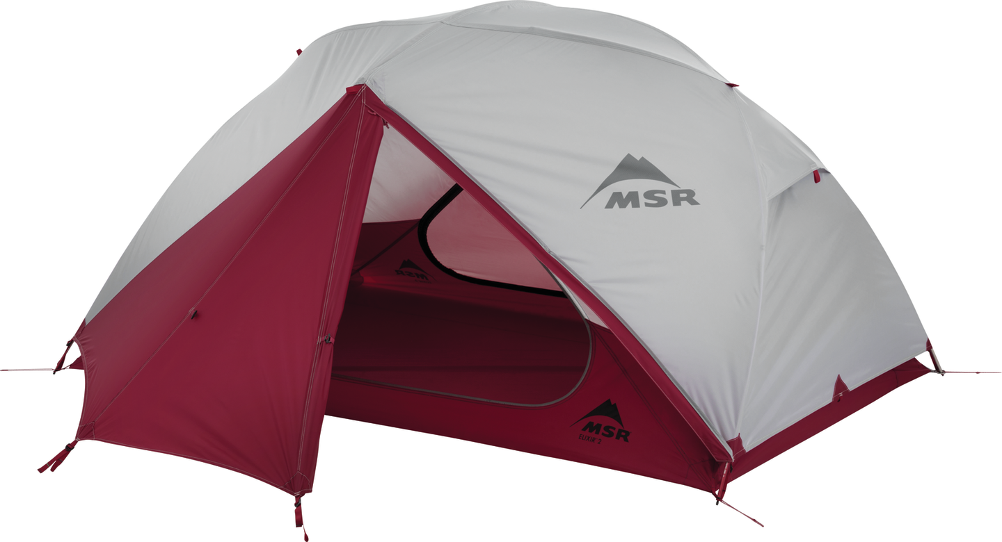 MSR elixir tent body and rain fly door open