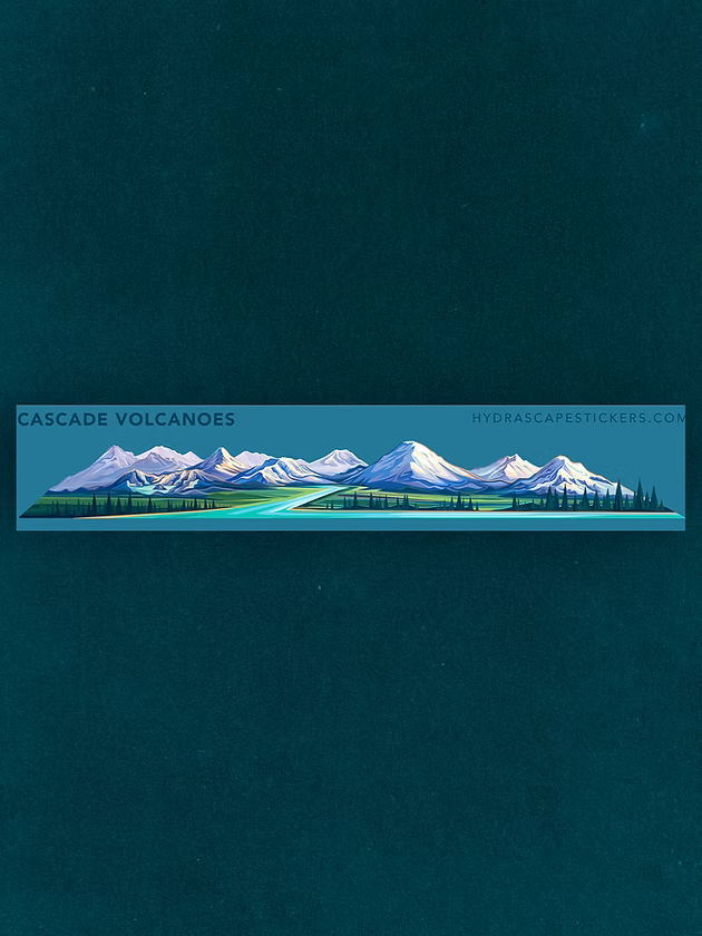 Cascade Volcanoes Miniscape Sticker