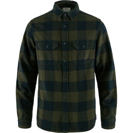 Fjällräven Men's Övik Heavy Flannel Shirt, Deep Forest/Dark Navy
