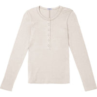 DUER Women's Ribbed Pima Long Sleeve Henley - Ecru