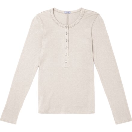 DUER Women's Ribbed Pima Long Sleeve Henley - Ecru