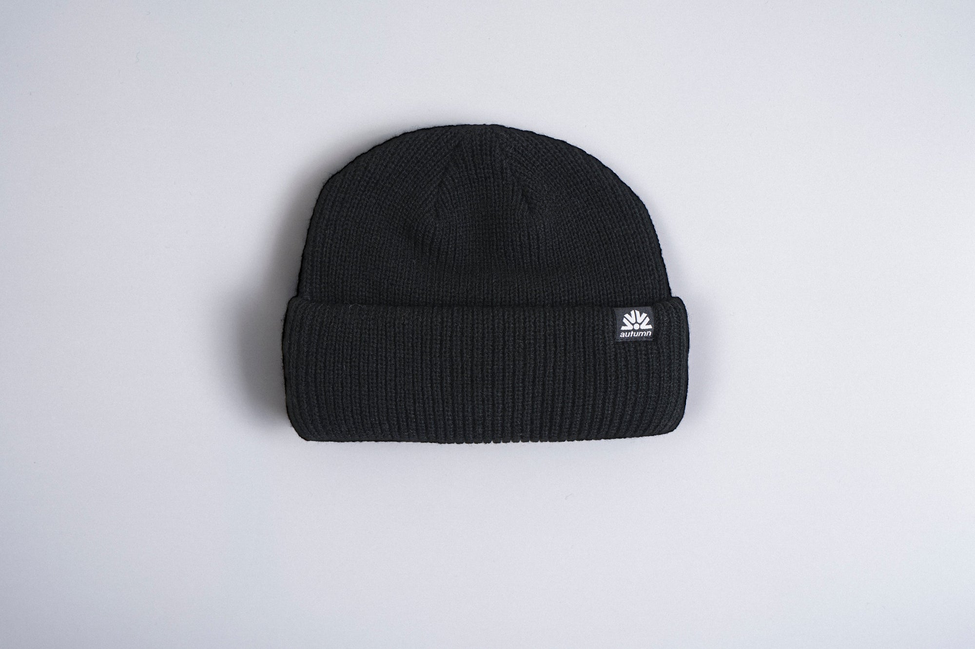 Autumn Double Roll Beanie - Black