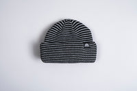 Autumn Stripe Double Roll Beanie - Black