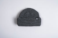 Autumn Stripe Double Roll Beanie - Black