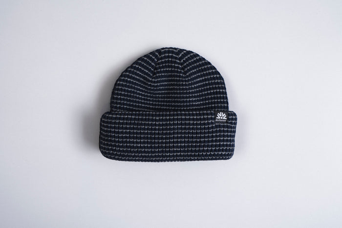 Autumn Stripe Double Roll Beanie - Midnight
