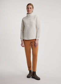 Fig Freya 1/2 Zip Long Quilted Sweater - Birch Heather