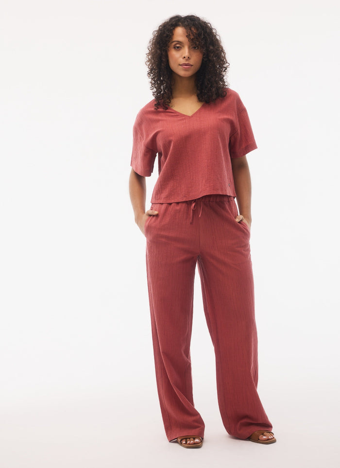 Fig Women's Siena Short Sleeve Top - Chili