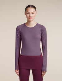 Icebreaker Women's Merino 200 ZoneKnit Long Sleeve Crewe in Dark Berry / Grey Plum, front