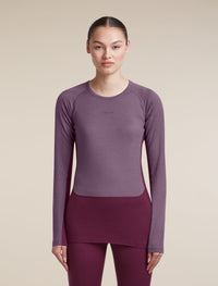 Icebreaker Women's Merino 200 ZoneKnit Long Sleeve Crewe in Dark Berry / Grey Plum, front