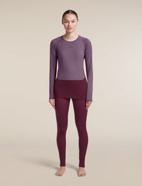Icebreaker Women's Merino 200 ZoneKnit Long Sleeve Crewe in Dark Berry / Grey Plum, side