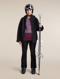 Icebreaker Women's Merino 200 ZoneKnit Long Sleeve Crewe in Dark Berry / Grey Plum, detail