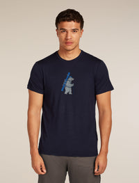 Icebreaker Men's Merino 150 Tech Lite Short Sleeve Tee Bear Tour in Midnight Navy, front