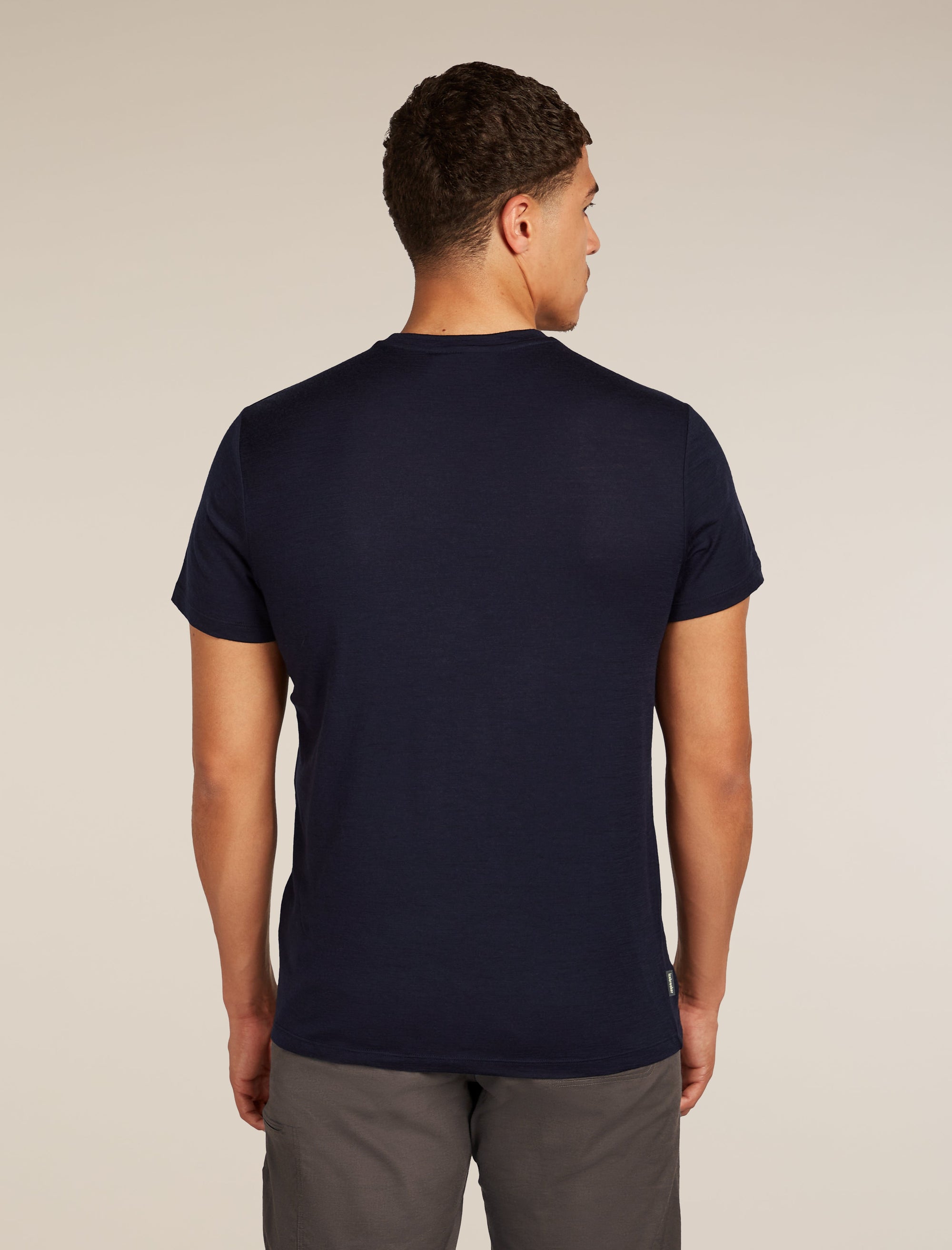 Icebreaker Men's Merino 150 Tech Lite Short Sleeve Tee Bear Tour in Midnight Navy, back