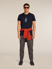 Icebreaker Men's Merino 150 Tech Lite Short Sleeve Tee Bear Tour in Midnight Navy, graphic detail