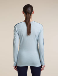 Icebreaker Women's Merino 200 Oasis+ Long Sleeve Crewe in Zinc Blue / Ecru Heather / Dawn, back