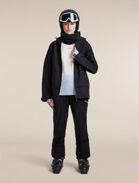 Icebreaker Women's Merino 200 Oasis+ Long Sleeve Crewe in Zinc Blue / Ecru Heather / Dawn, detail