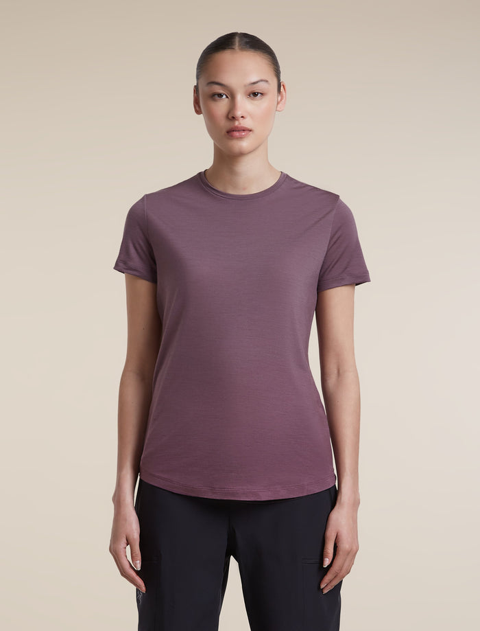 Icebreaker Women's Merino Blend 125 Cool-Lite Sphere Short Sleeve Tee Alta in Grey Plum, front